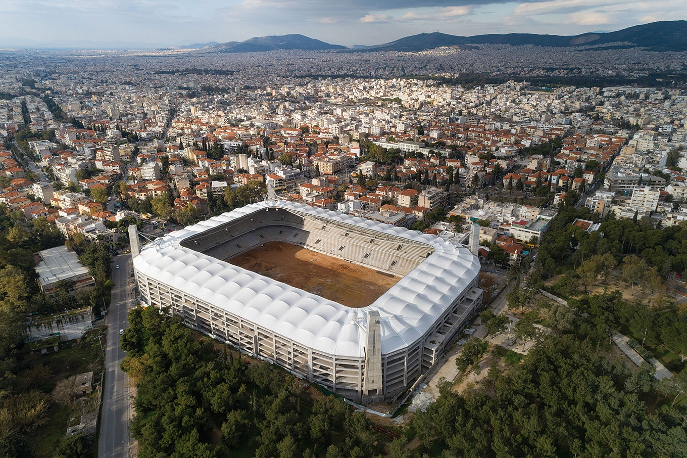 Στέγαστρο γηπέδου ΑΕΚ - Ανέγερση μεταλλικού φορέα &amp; τοποθέτηση μεμβράνης επικάλυψης